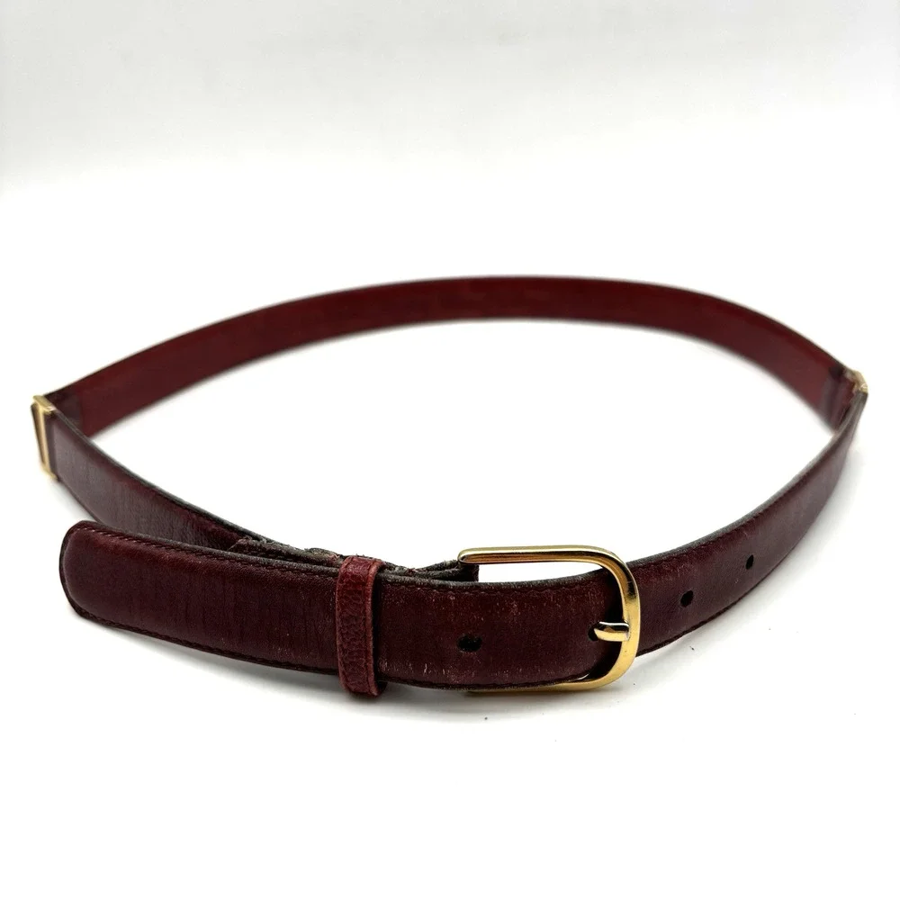 1970s Yves Saint Laurent 1214009 Oxblood Steerhide Leather Segmented Belt 32-36